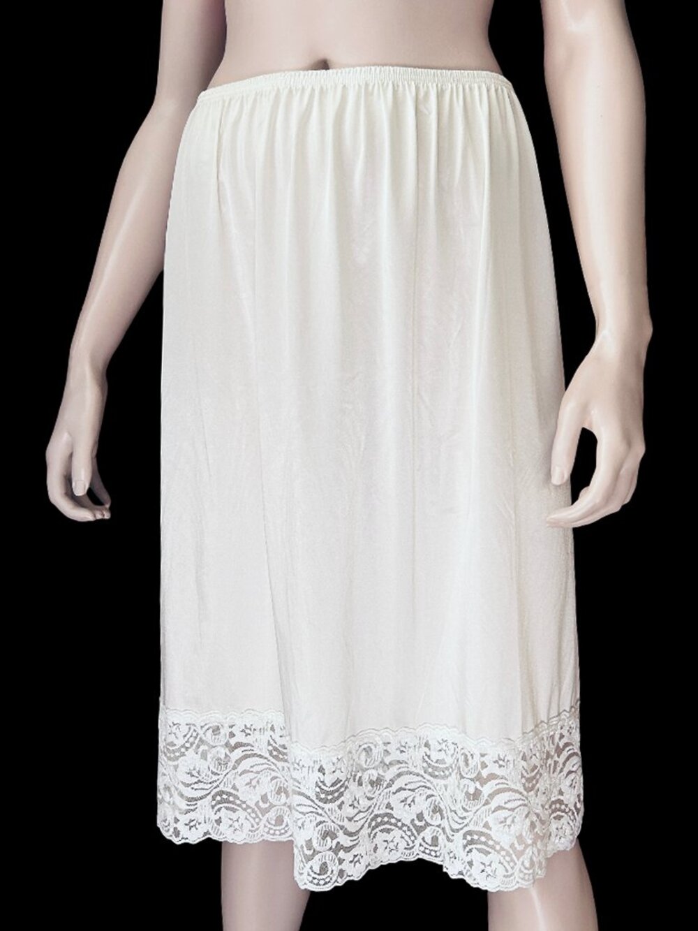 Vintage Vanity Fair Lace Lacy Nylon Half Slip Side Slit XL Made in the USA
